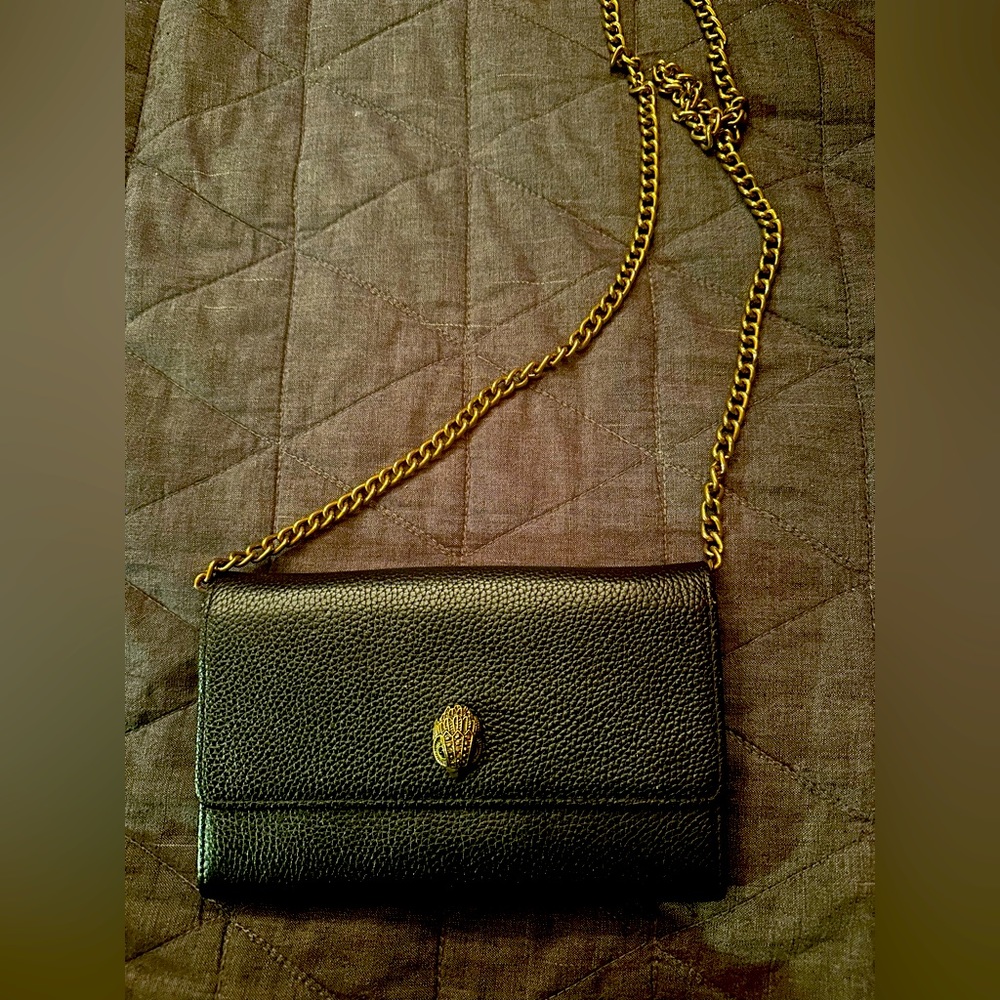 Kurt Geiger black leather crossbody wallet purse